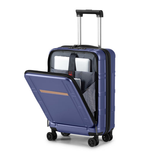 FCH Front Opening 20-inch Expandable ABS, PC Trolley Case 20in Silent Wheels, Inner Iron And Outer Aluminum Trolley Rod, Classic Color - Royal Blue