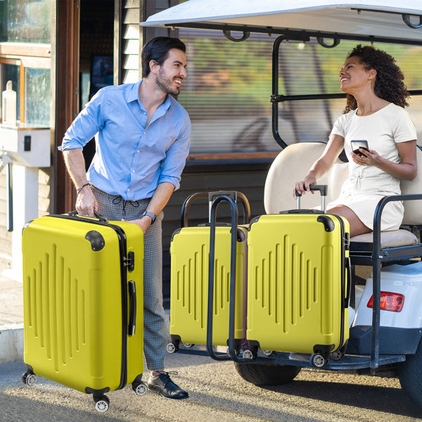 3-in-1 Trolley Case 20in 24in 28in ABS Aluminum Alloy Trolley Macaron Color - Cream Yellow